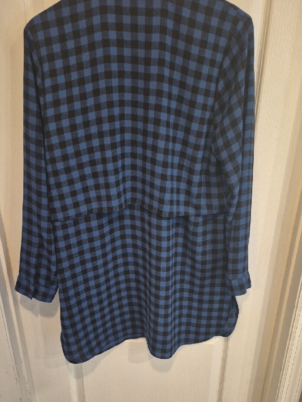 J. Jill Blue and Black Buffalo Plaid Long Tunic Shirt - Picture 8 of 8
